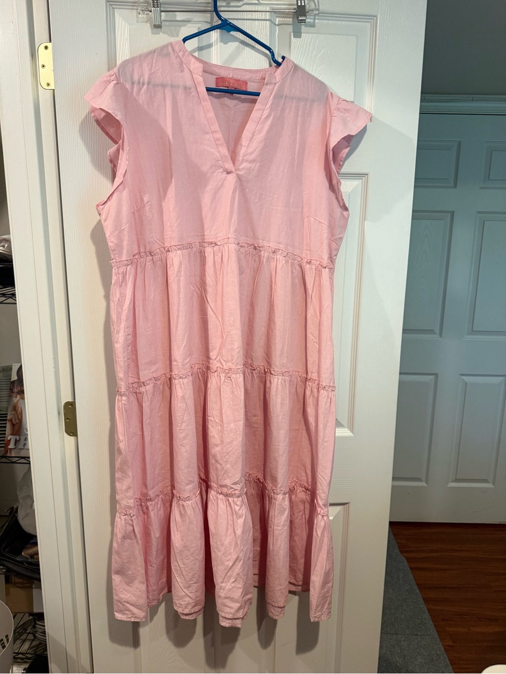 Simply South’s Light Pink Tiered V-Neck Cotton Dress